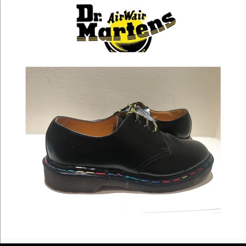 VERY RARE Black Dr. Martens with Rainbow Stitches.
